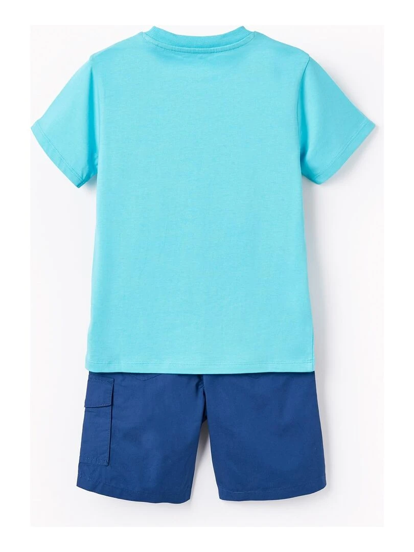 T SHIRT + Short CARGO pour Garçon 'Vagues' Bleu