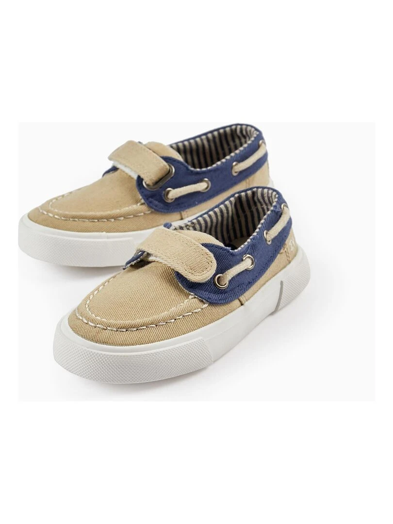 Chaussures Bateau en Tissu pour Bébé Garçon CÉRÉMONIE Beige clair
