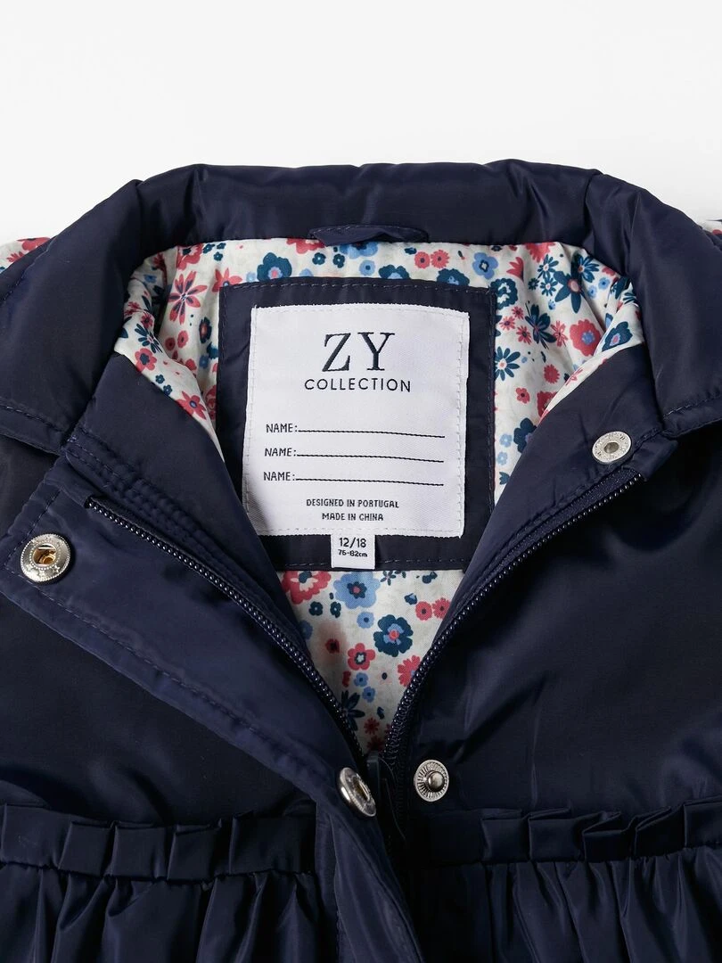 Parka avec Capuche et Volants pour Bébé Fille  SPRING BEGINS   Bleu foncé