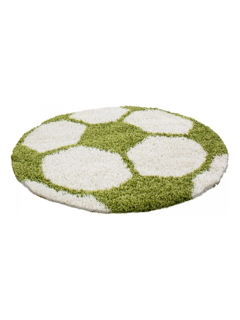 Tapis enfant tapis rond Ø 120cm SHAGGY FOOT Vert OEKO TEX idéal pour Salon Vert