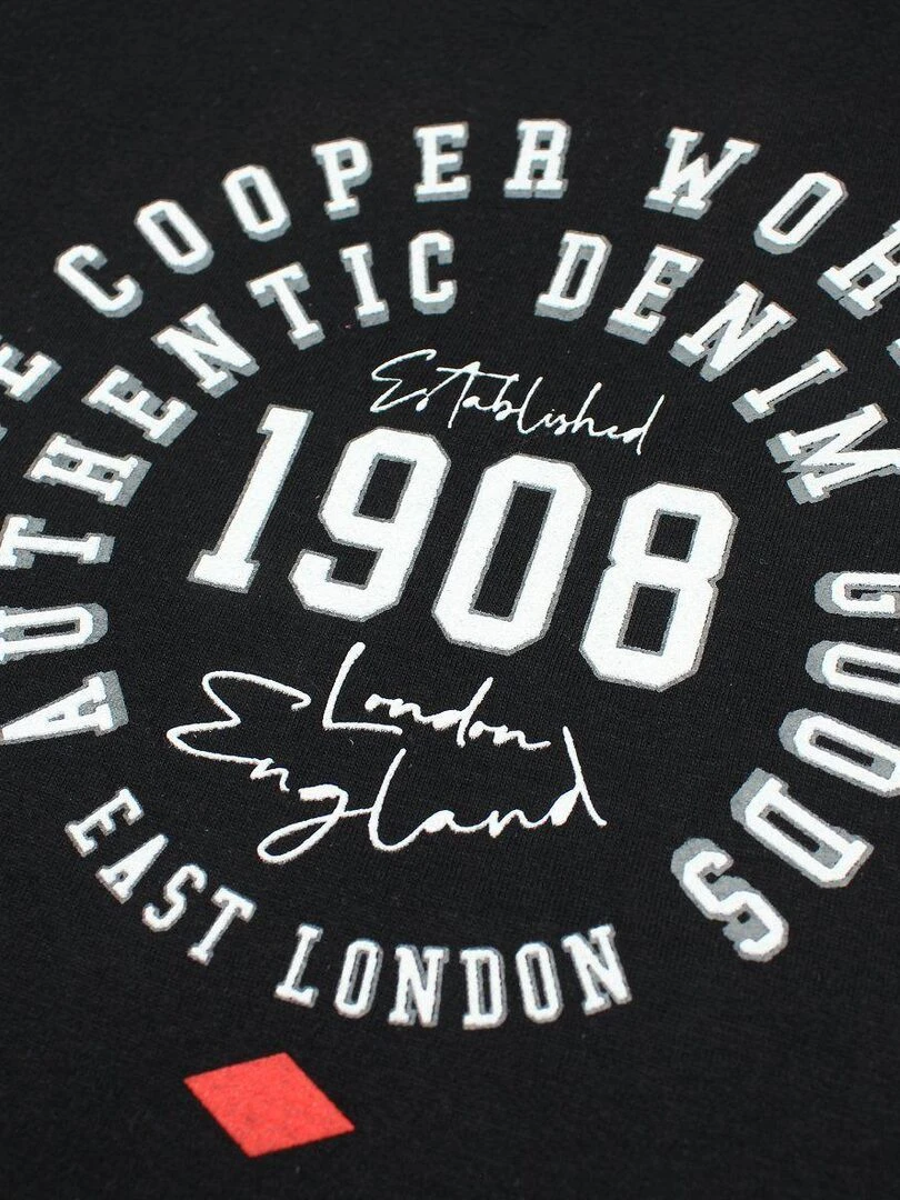 Lee Cooper   T shirt garçon imprimé Lee Cooper en coton   Noir