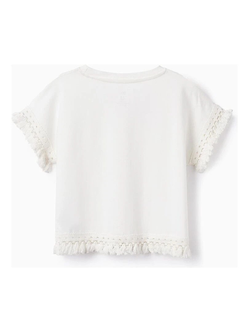 T Shirt en Coton avec Crochet Fille 'Australia' manches courtes EXPLORING AUSTRALIA Blanc