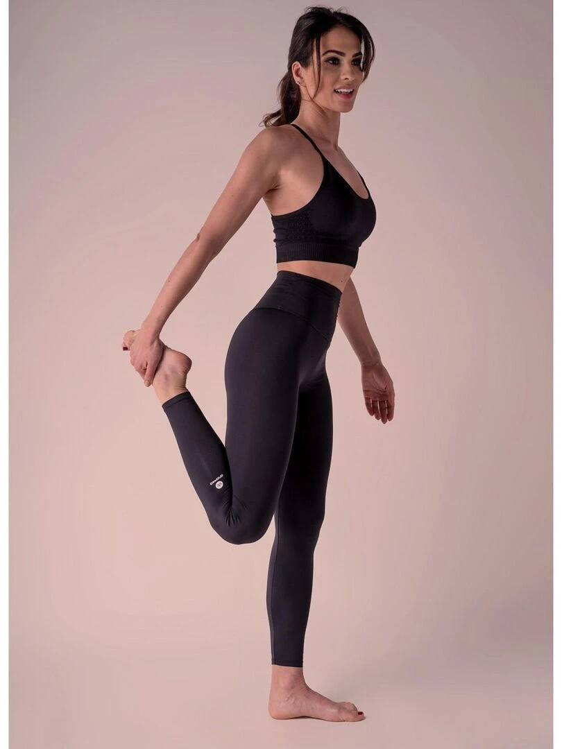 Legging Femme Fitness Taille haute  Natura   Noir Noir