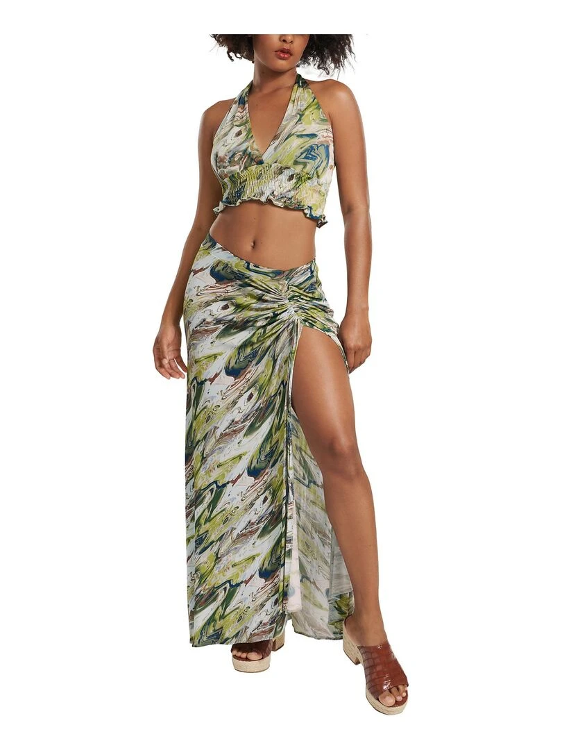 Jupe longue estivale Indonesia   Vert