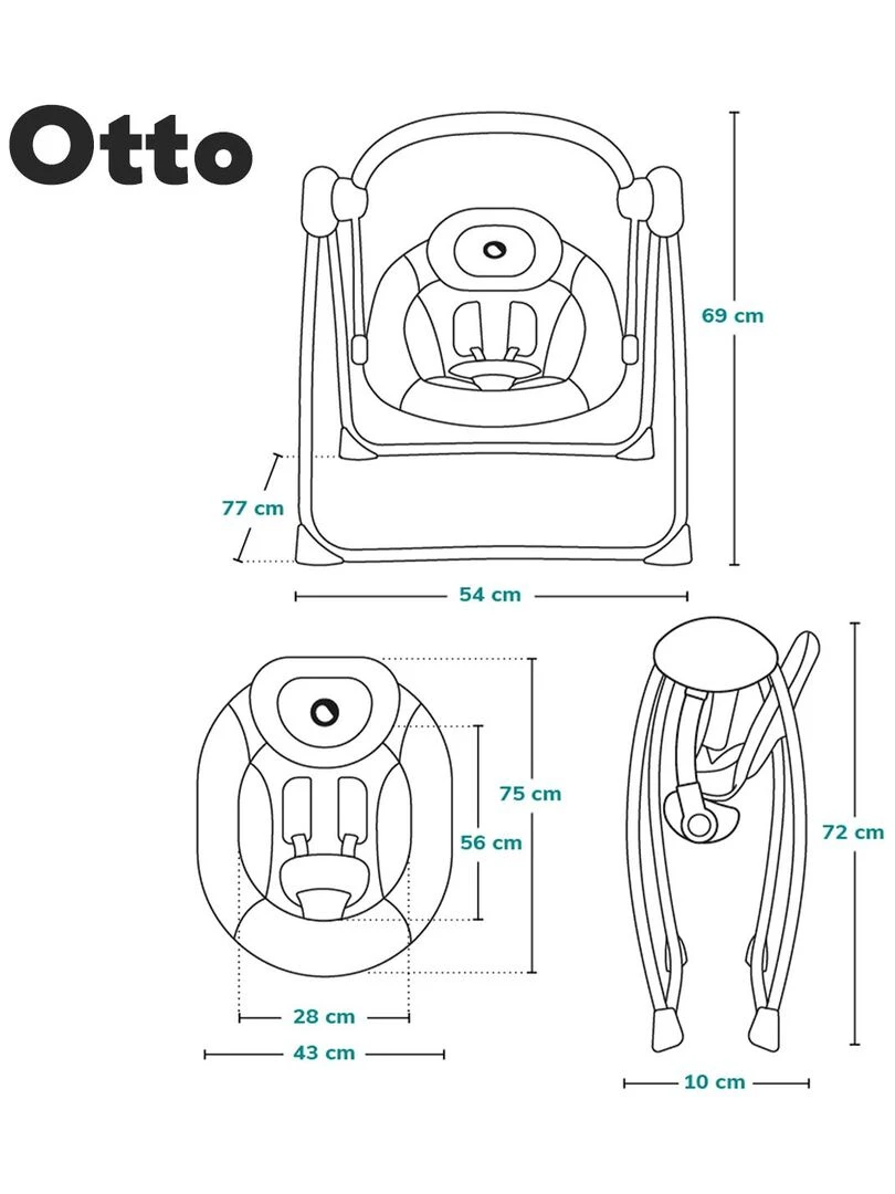 LIONELO Otto   Balancelle et transat bébé   Sons nature   5 vitesses de bercement   Gris