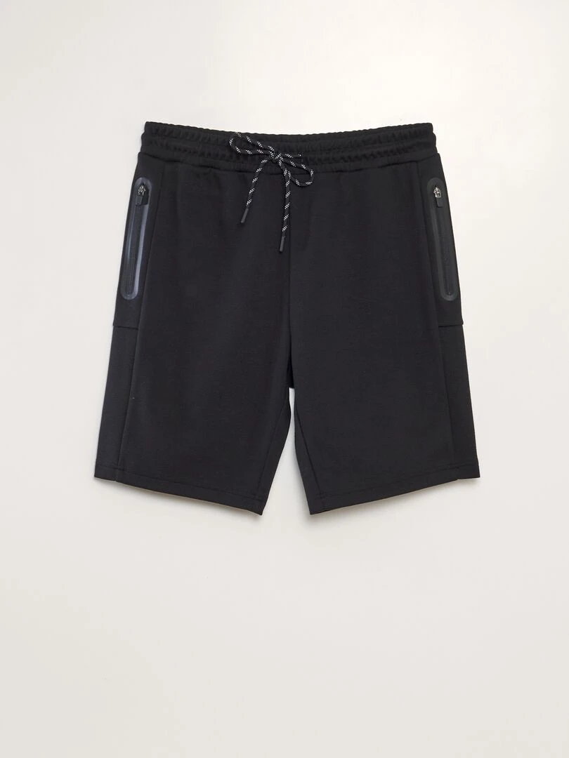 Short de jogging en piqué de coton noir
