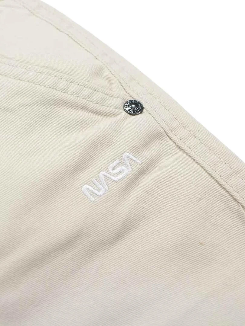 Nasa   Bermuda garçon imprimé logo en coton   Beige