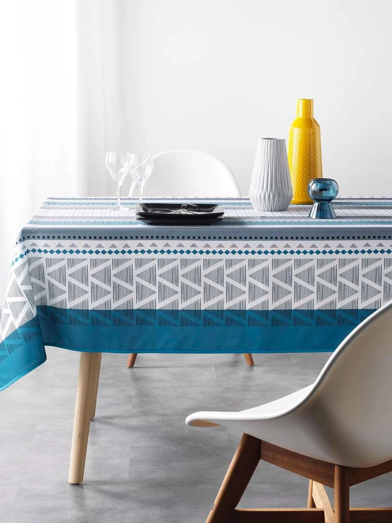 Nappe 150 x 240 cm Pacombe geometrique Bleu