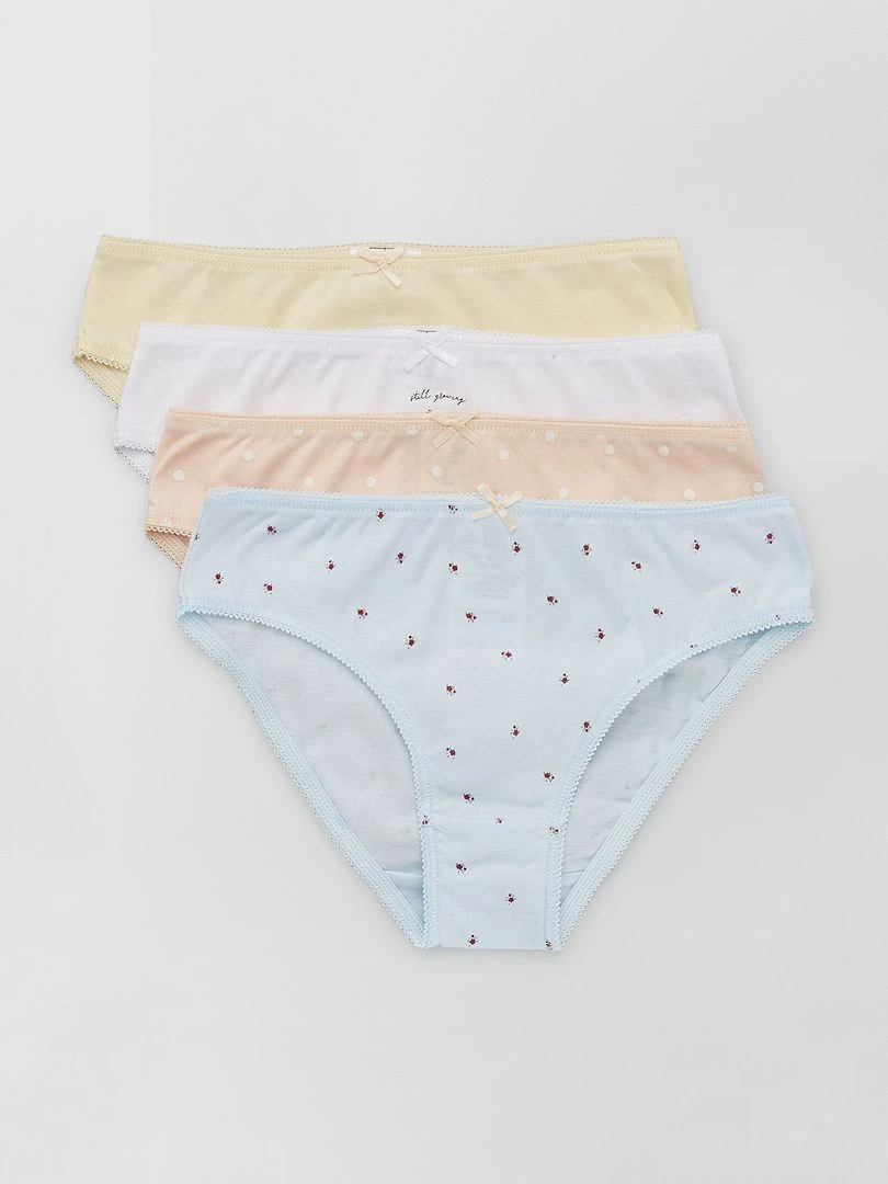 Culottes en jersey avec nœud fantaisie Lot de 4 Bleu