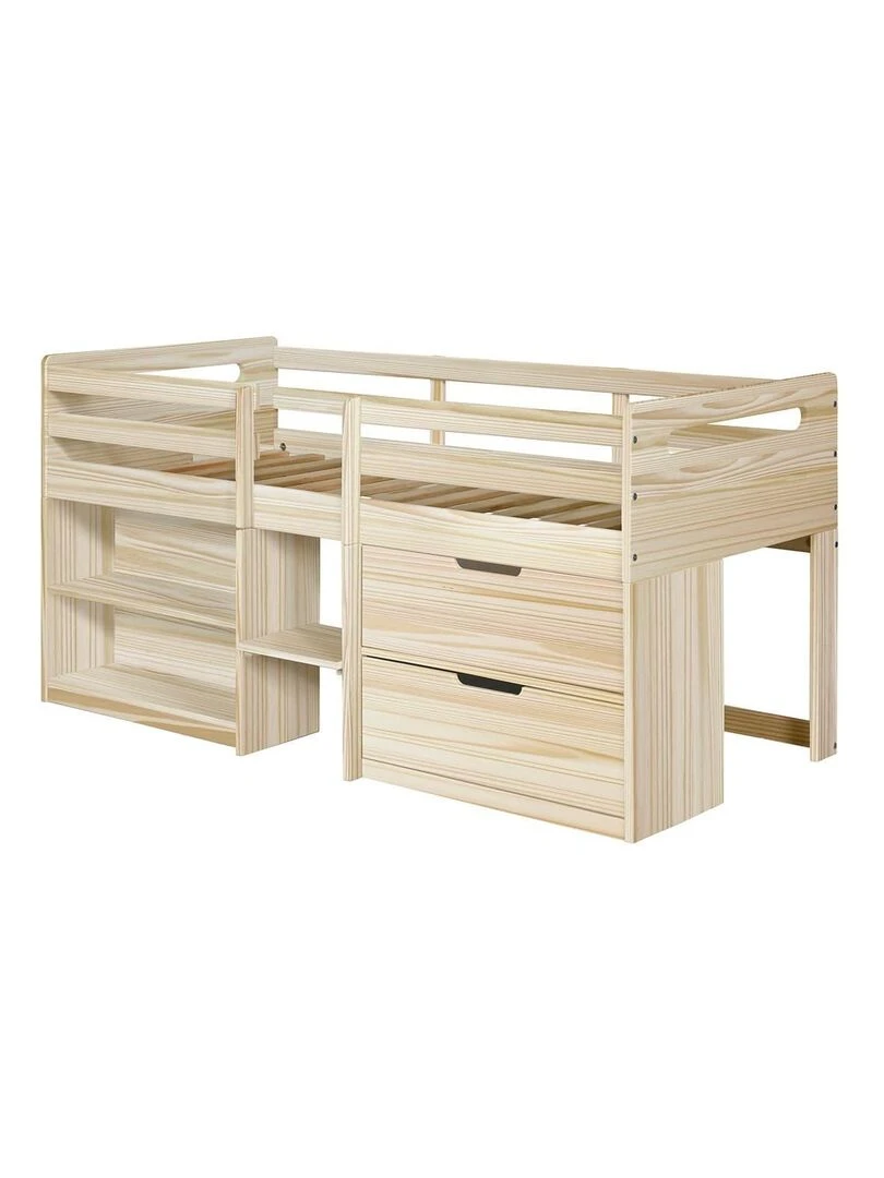 Lit mi hauteur avec matelas Hoby AKITEN RETAIL Marron