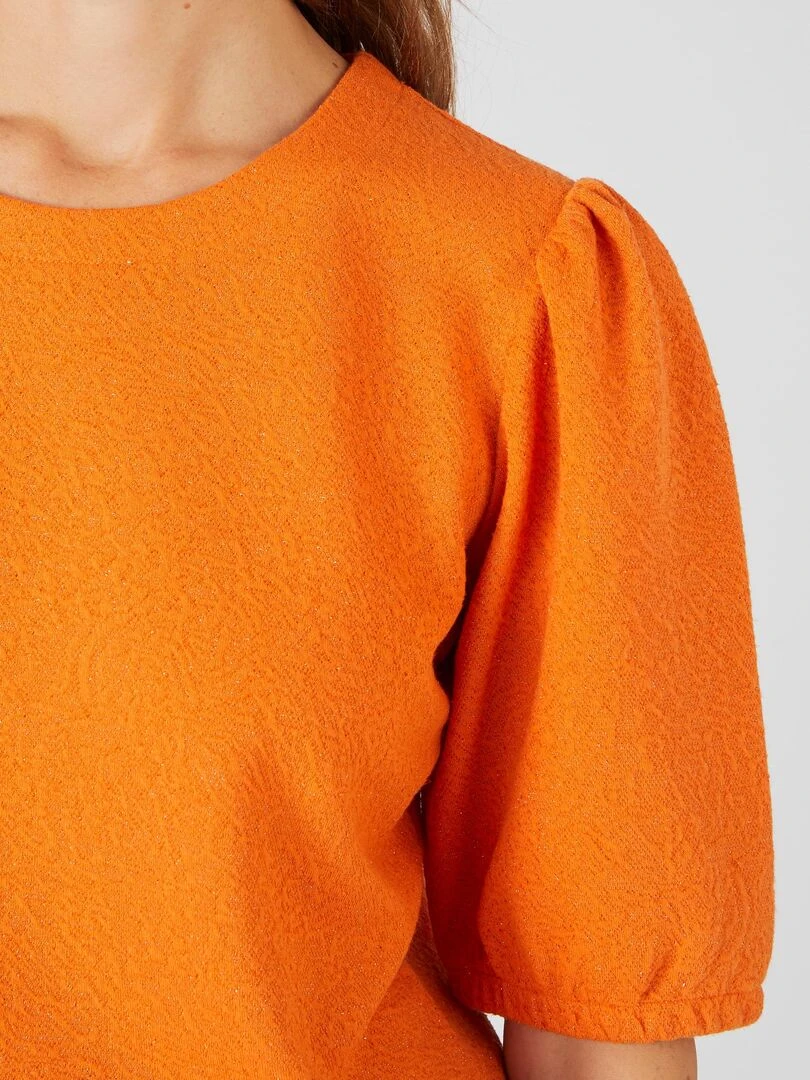 Tee shirt en maille jacquard avec fil brillant Damart Orange