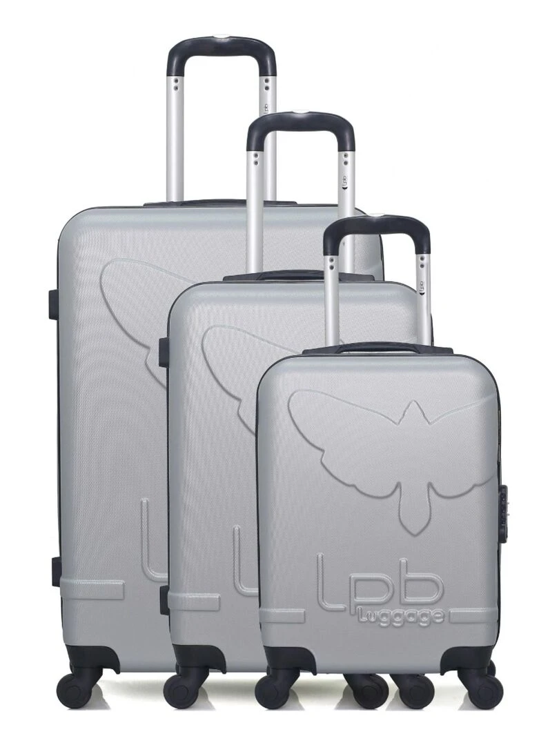 LPB LUGGAGE SET DE 3 ABS NORINE A 4 ROUES Gris