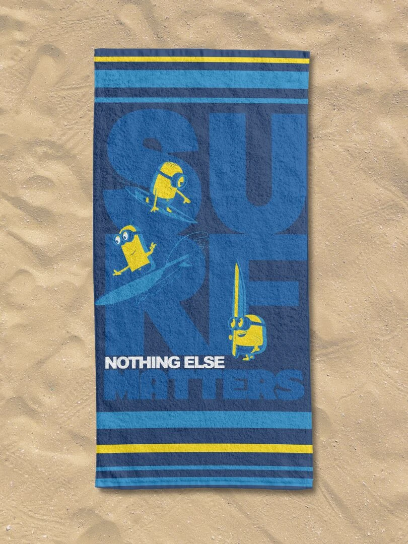 UNIVERSAL   Serviette De Plage Minions 70x140 cm   100% Coton   300 GSM   Bleu Marine   Bleu