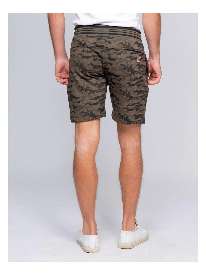 Bermuda molleton motif militaire BANVOU Kaki