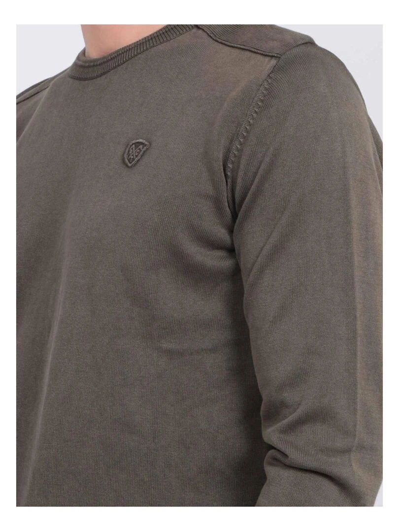 Pull fin col rond coton ARTHUR   Kaki
