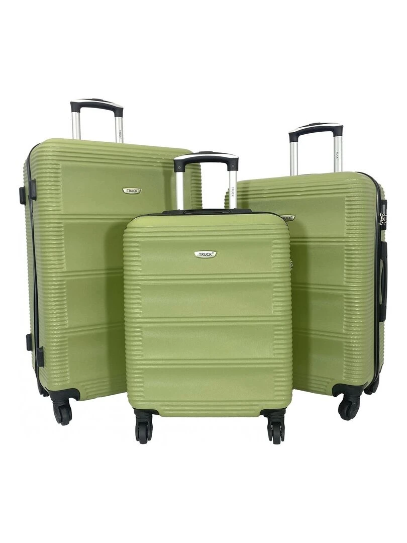 Lot 3 valises dont 1 valise cabine rigides ABS Vert