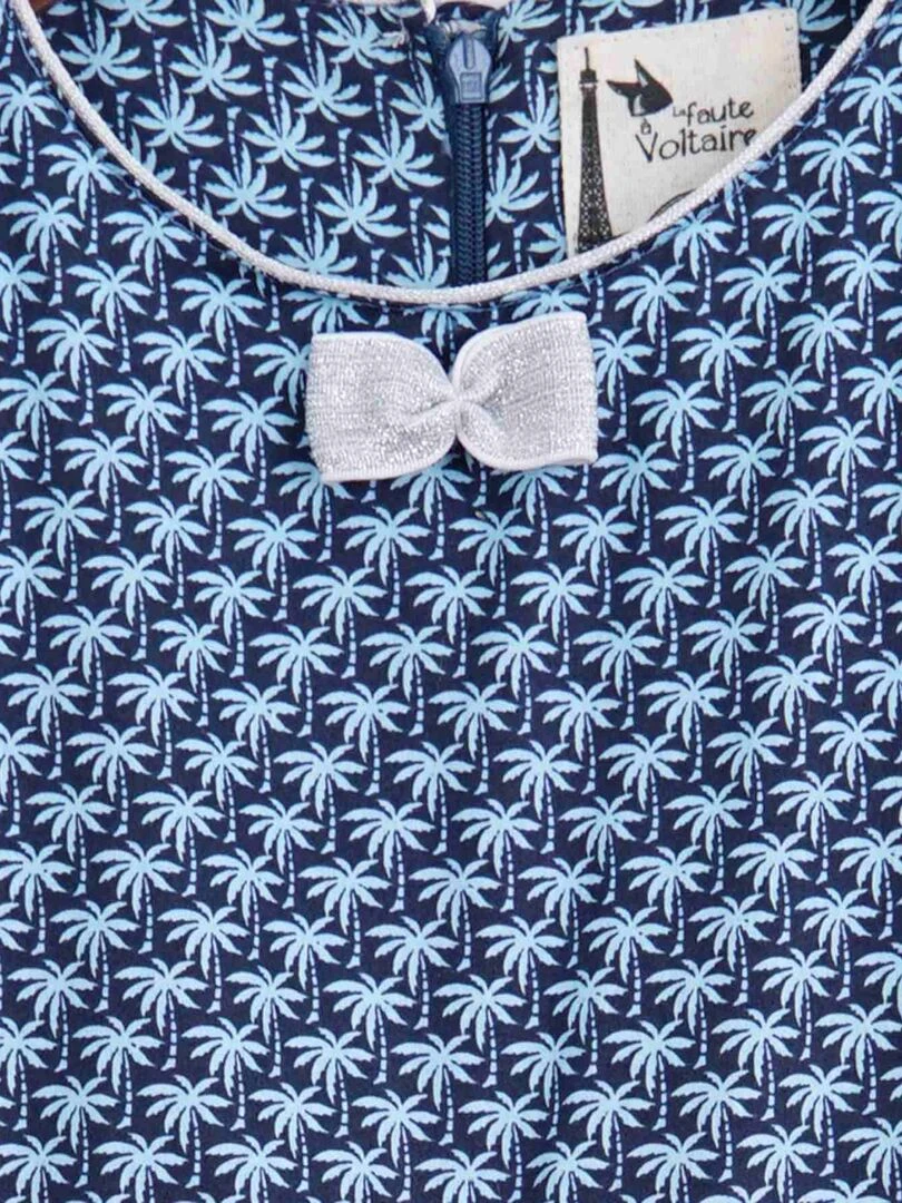 Robe Cérémonie Palmiers Bleu Marine HEPBURN 'LA FAUTE A VOLTAIRE' Bleu
