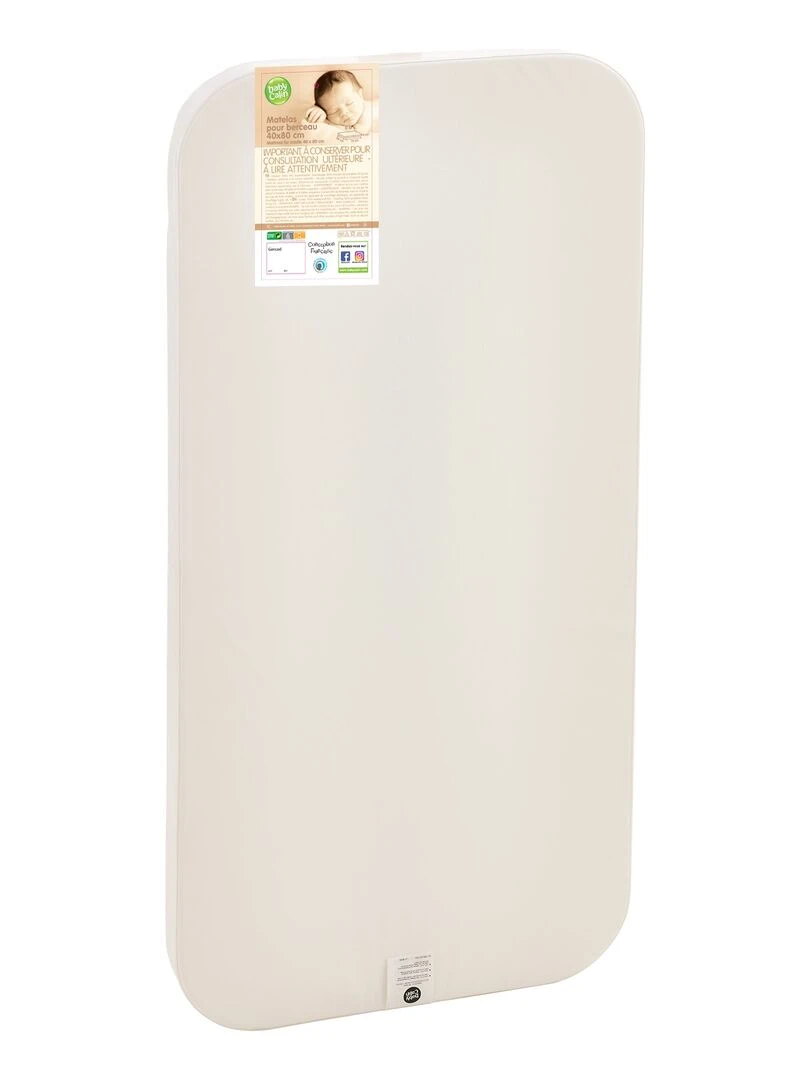 Matelas berceau et nacelle imperméable 38x78 cm Ecru