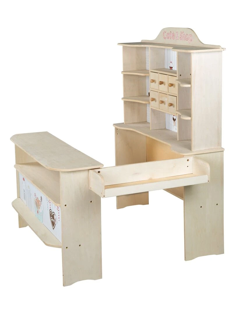 ROBA Marchande en Bois "Café & Shop" + de 100 Pièces d'Accessoires   Imprimé Glace   N/A