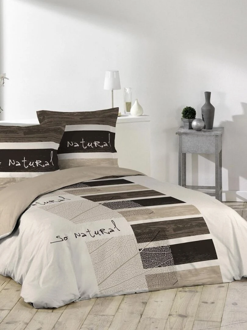 Housse de couette 220x240 + 2 taies So Natural coton Beige