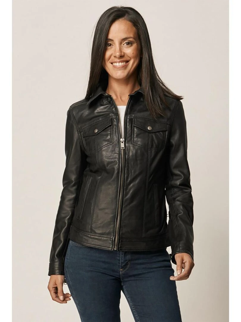 Lee Cooper Veste manches longues cuir regular fit BLANDINE Noir