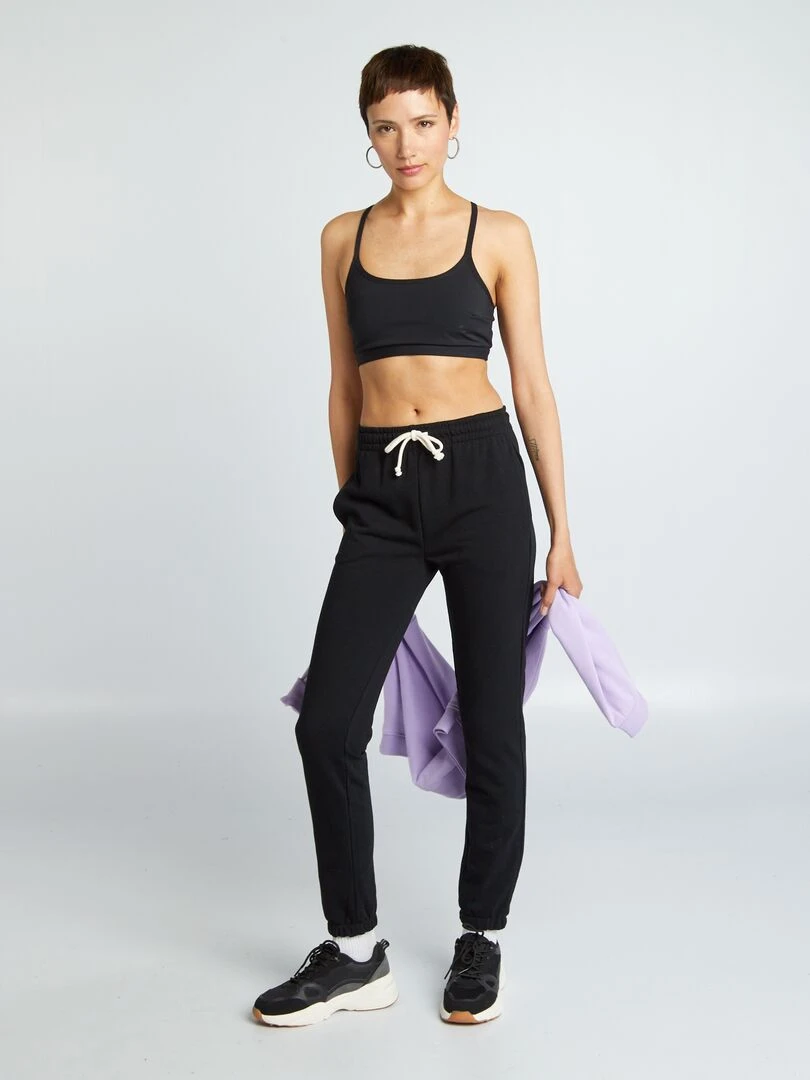Jogging uni en molleton fin noir