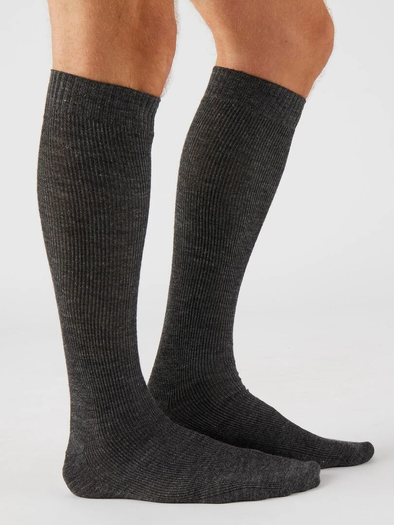 Lot de 2 paires de mi bas Thermolactyl et laine   Damart   Gris