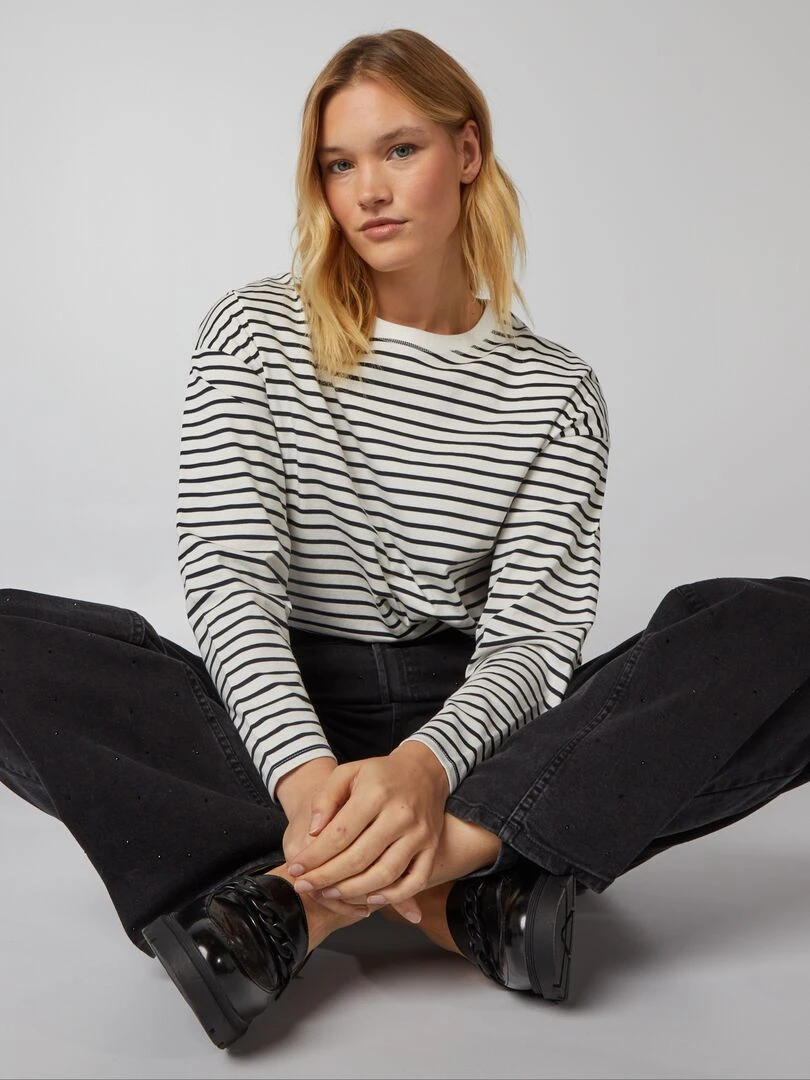 T shirt marinière Noir