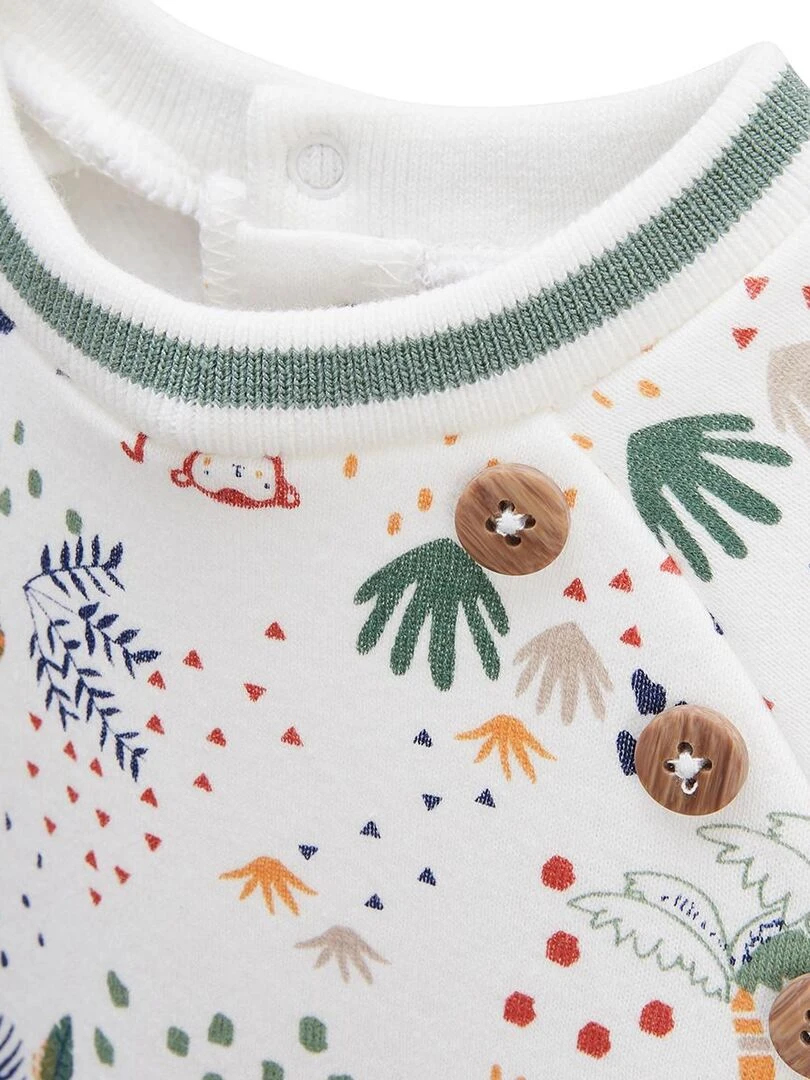 Ensemble bébé sweat en molleton et pantalon Savane Family   Ecru