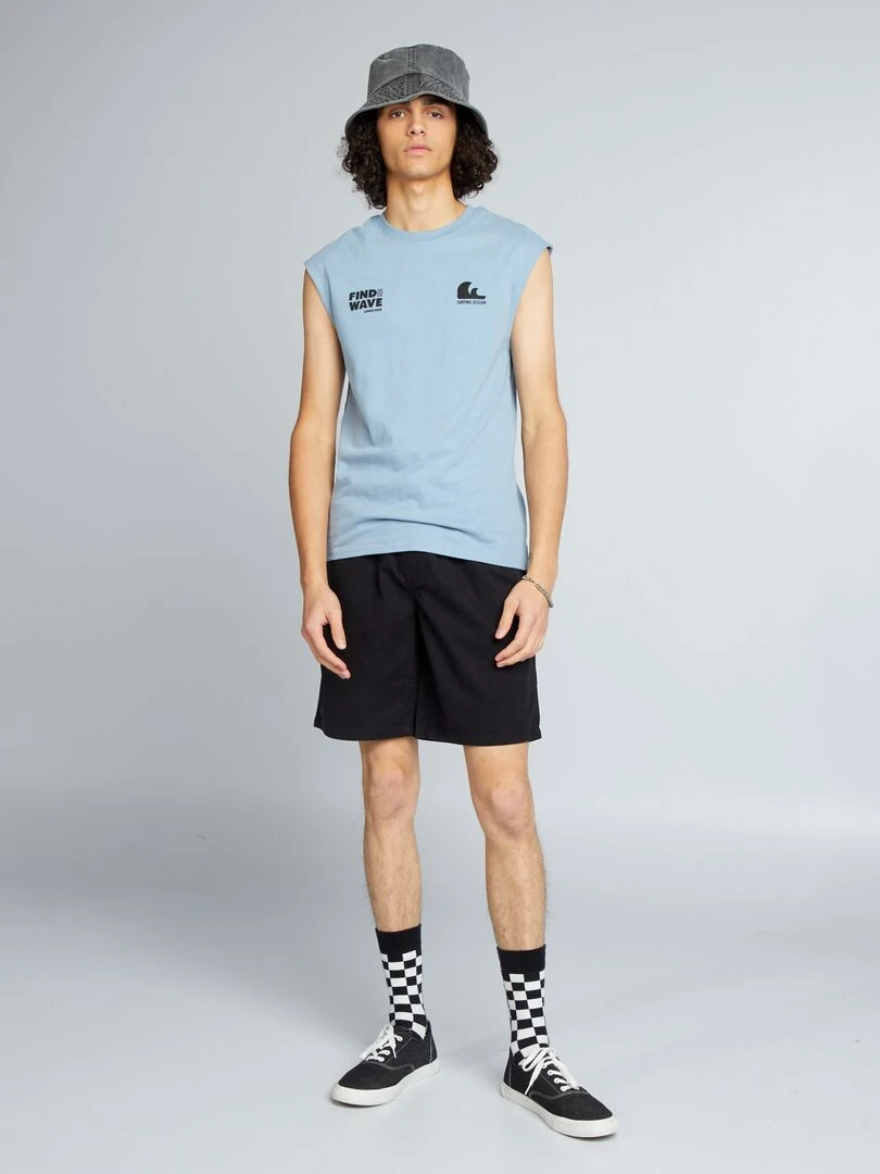 Short élastique en coton noir