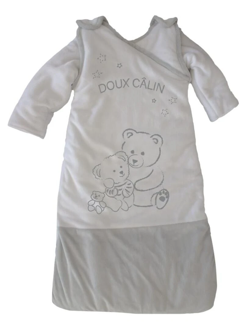 Gigoteuse à manches "DOUX CÂLIN" LES CHATOUNETS Blanc Gris