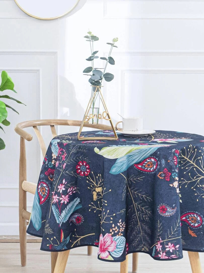 Nappe ronde et enduite à l'esprit bucolique   Bleu