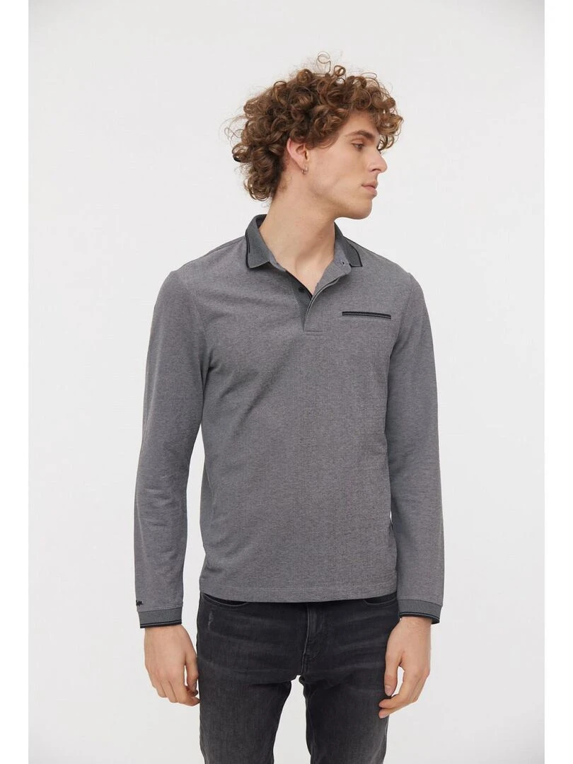 Lee Cooper Polo manches longues coton regular BUTEA Noir Gris