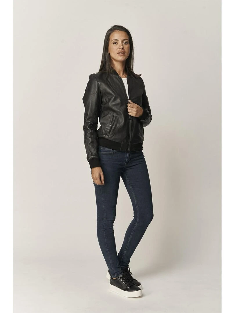 Lee Cooper Veste manches longues cuir regular fit BLANCA Noir