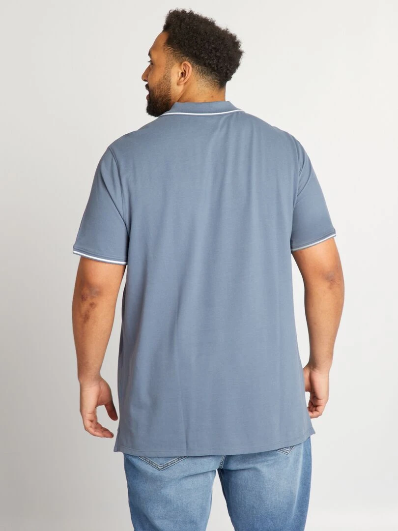 Polo en coton à contrastes   Bleu