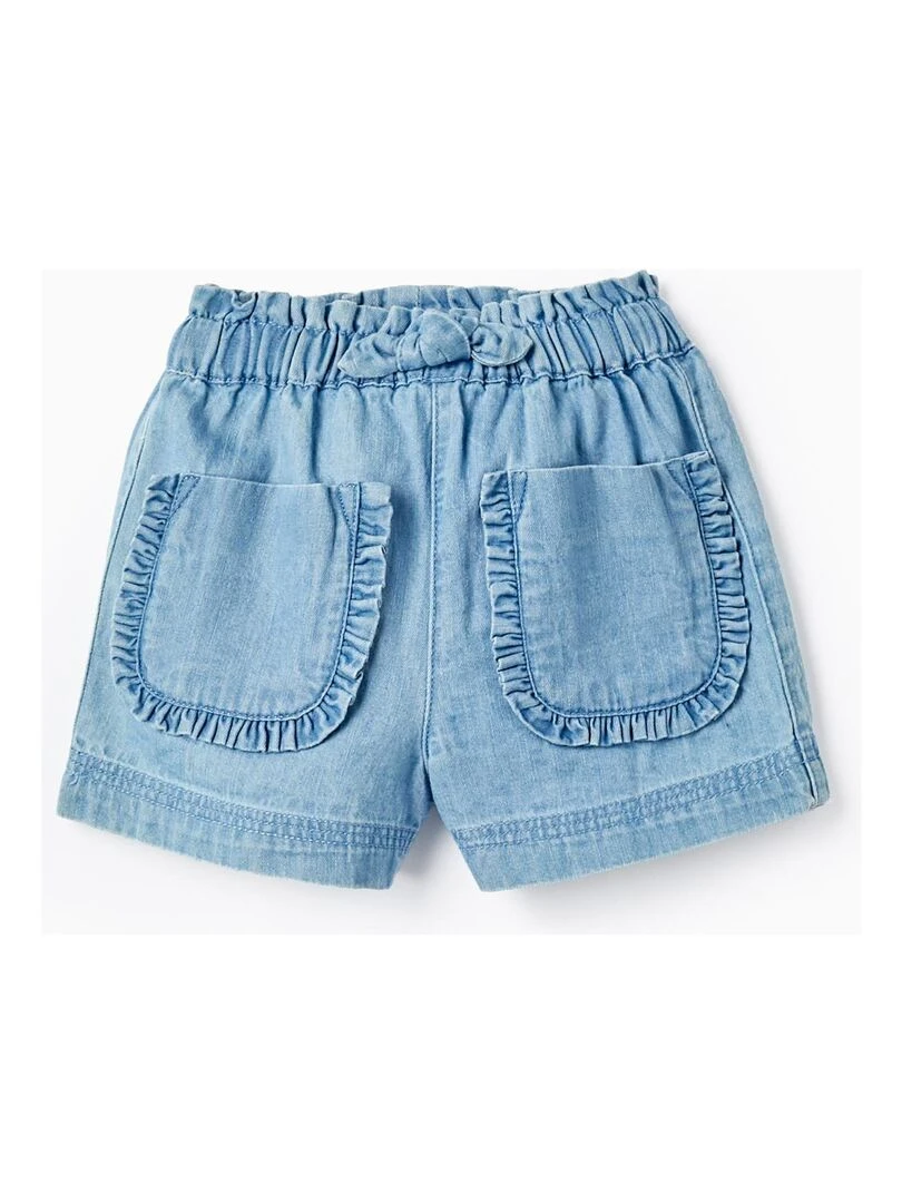 Shorts en jean en coton avec volants pour bébé fille EXPLORING AUSTRALIA Bleu clair