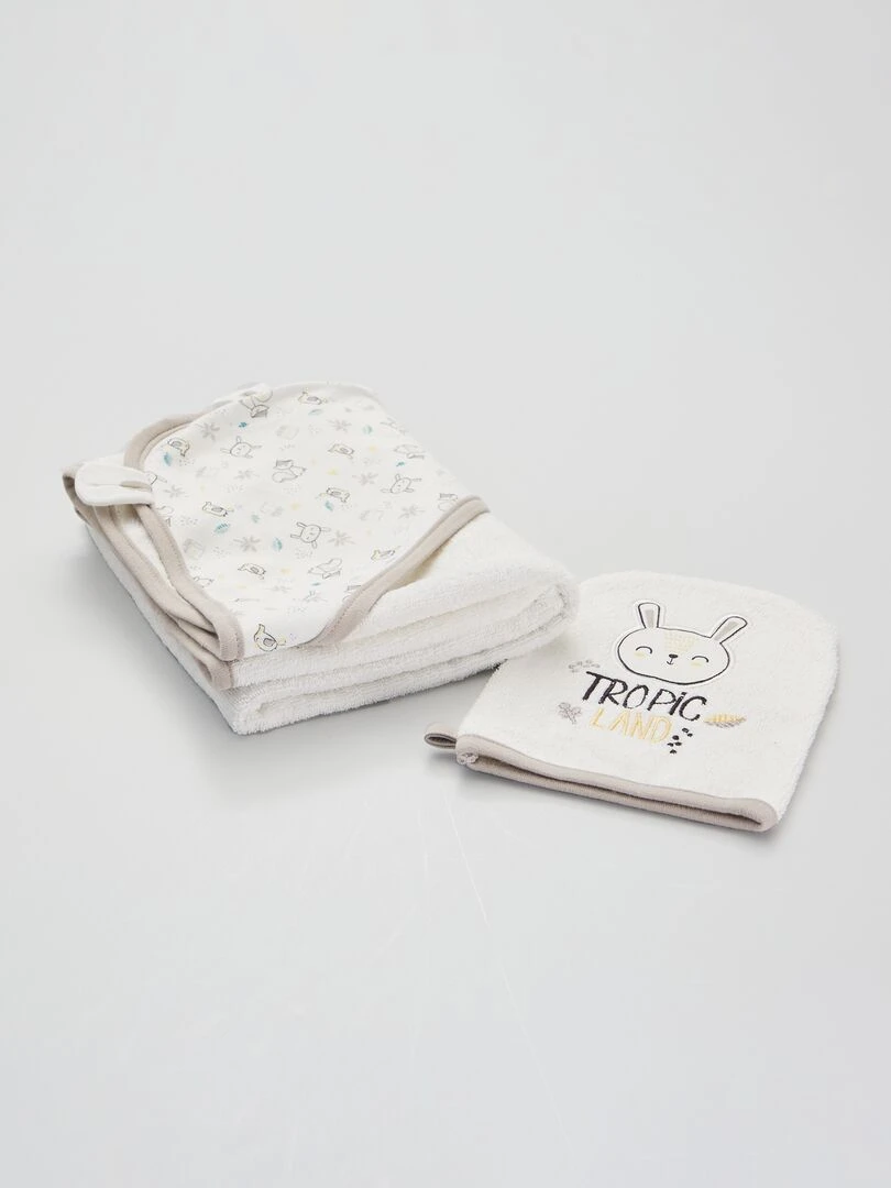 Ensemble cape de bain + gant   beige