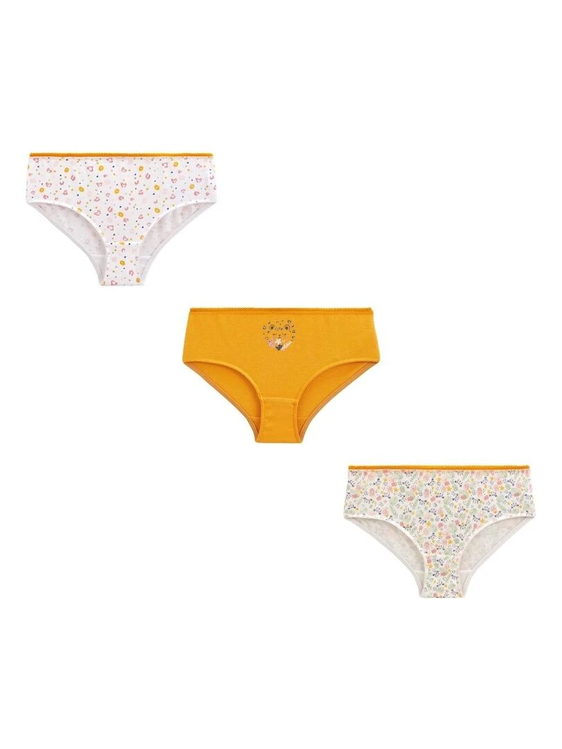 Lot de 3 culottes fille Vijungle Jaune