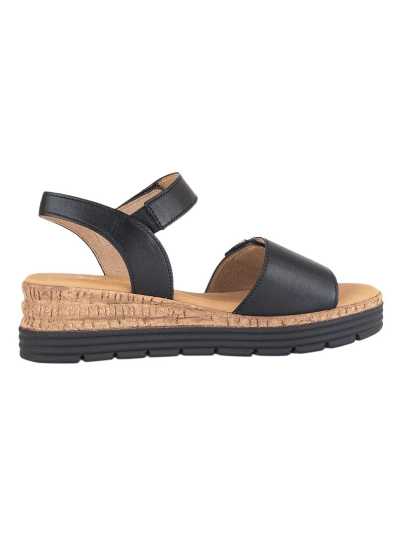 Sandale Compensé Cuir Gabor Lamina Noir