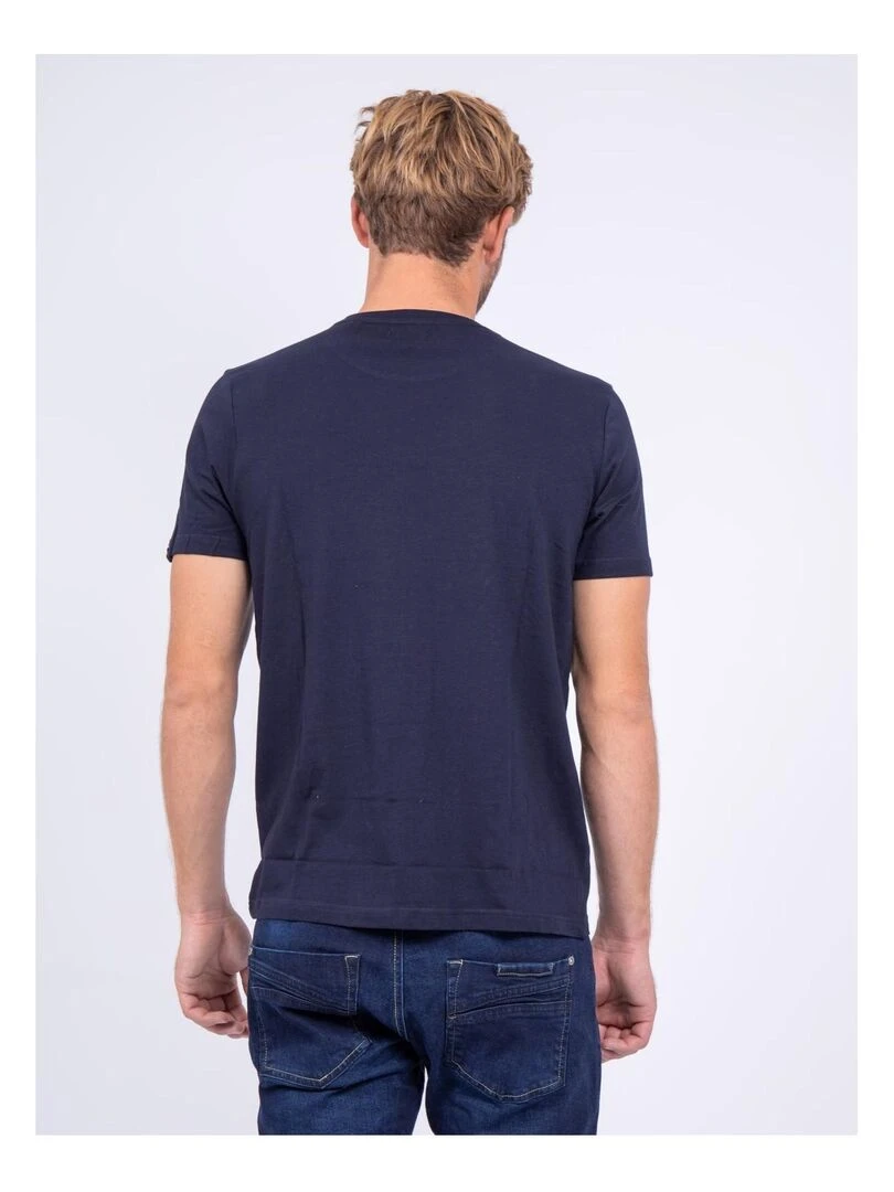 T shirt col rond pur coton JOUFAX Bleu marine
