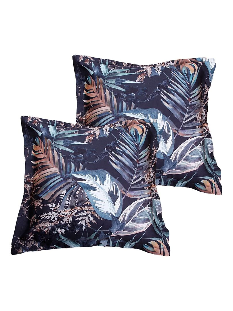 Lot de 2 Taies d'oreiller 50x70 cm satin de coton Bleu marine