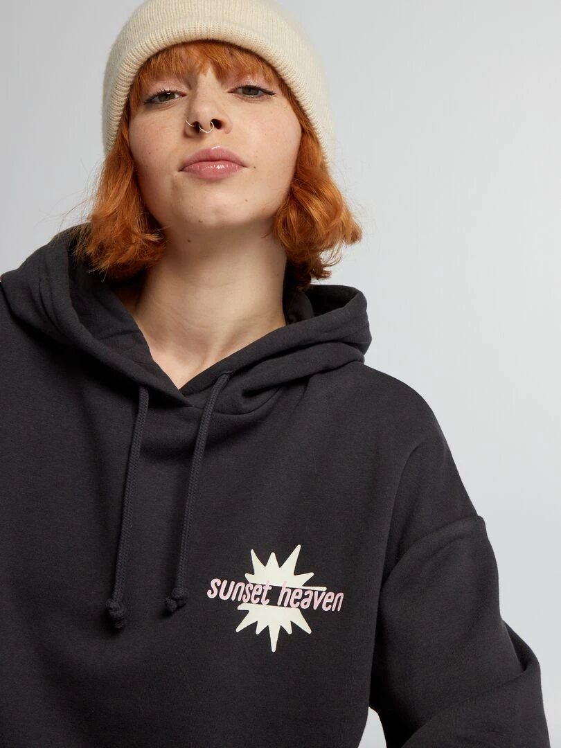 Sweat à capuche à motifs Anthracite