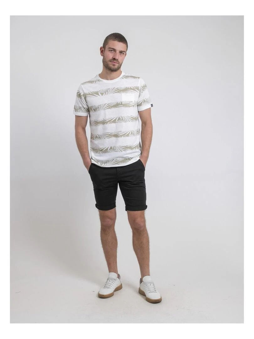 T shirt col rond pur coton NADILAND   Ecru