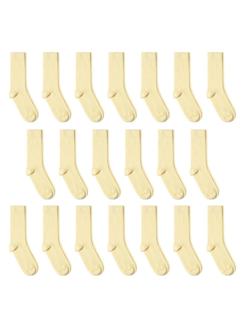 Chaussettes Jersey Coton Lot 20 Paires Fabrication UE Jaune paille