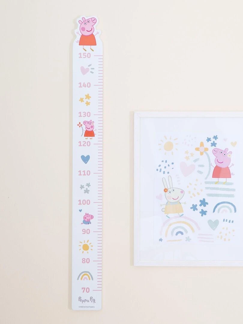 ROBA Toise Murale pour la Chambre d'Enfant 'Peppa Pig'   Échelle de 70 à 150 cm   Motif Truie   Rose   Blanc Rose clair Gris