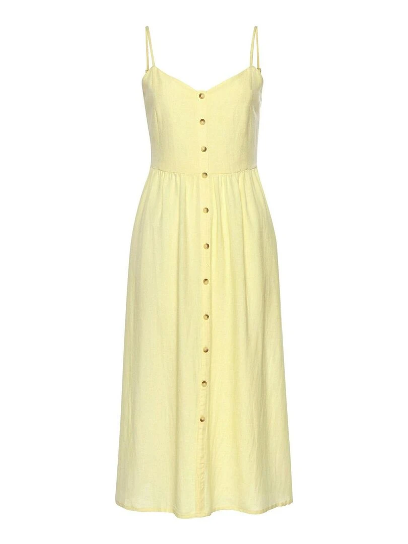 Robe estivale longue Leinen jaune   Jaune