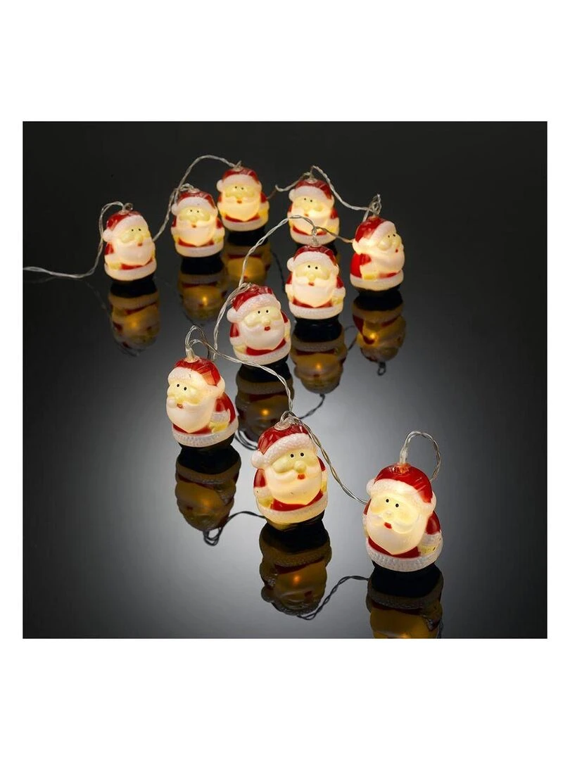 Guirlande intérieur Père Noël 10 leds blanc chaud piles Blanc
