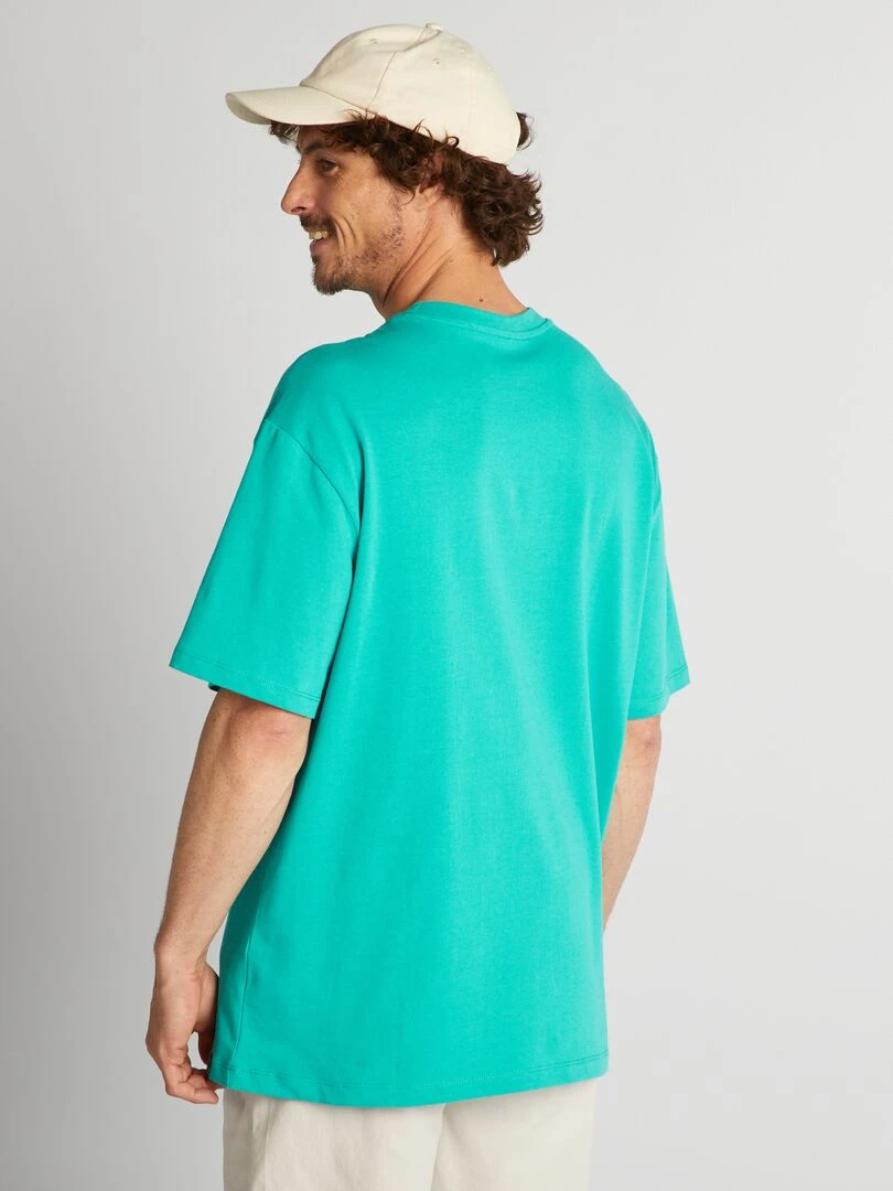 T shirt en coton uni   Bleu