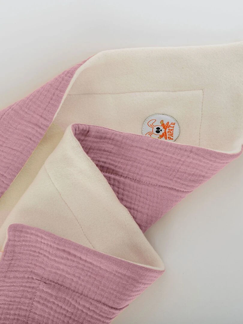 Couverture en Coton Bio Rex Blanc et Rose   Rose