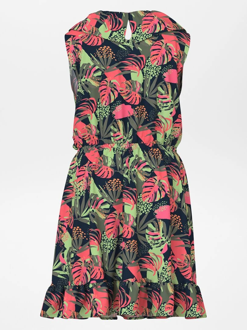 Robe imprimée à volants Bleu